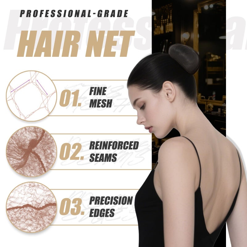 Smilco Hair Net 100 Pcs, Smilco 22 Inches Hair Nets Elasticity Invisible Elastic Mesh for Food Services, Ballet Bun, Sleeping, Women and Wig (100,Brown) - Image 3